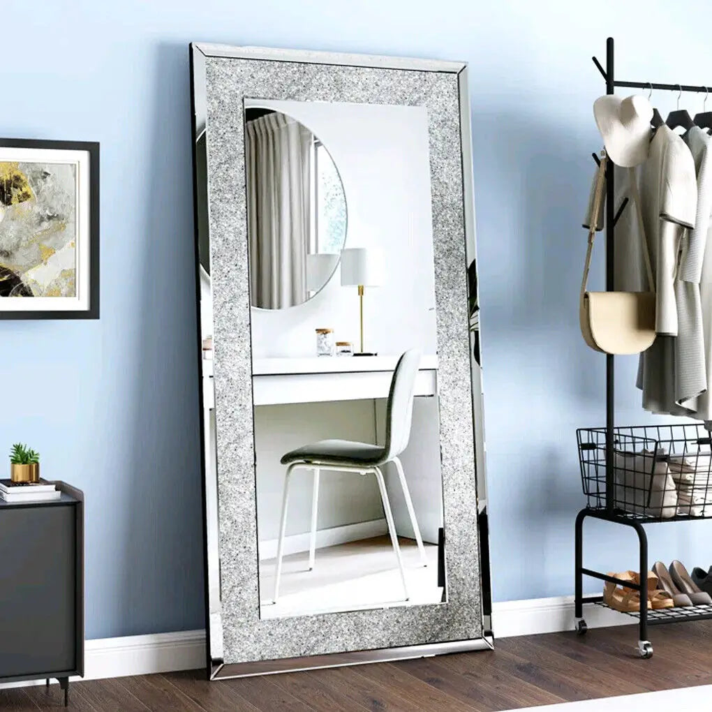 LUVODI Crystal Rhinestone Decorative Wall Mounted Vanity Mirror