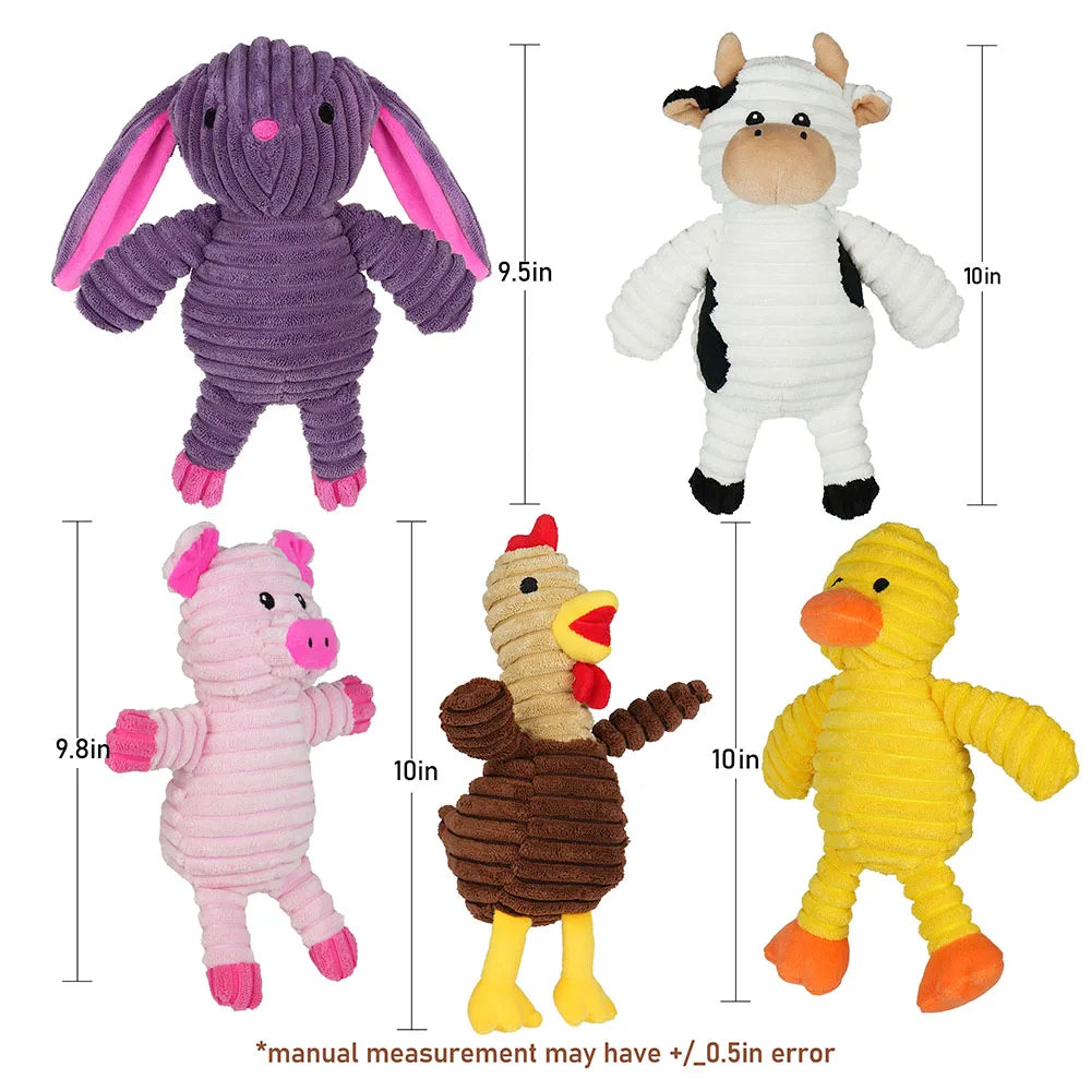 Premium Plush Squeaky Dog Chew Toys Assorted Value Pack