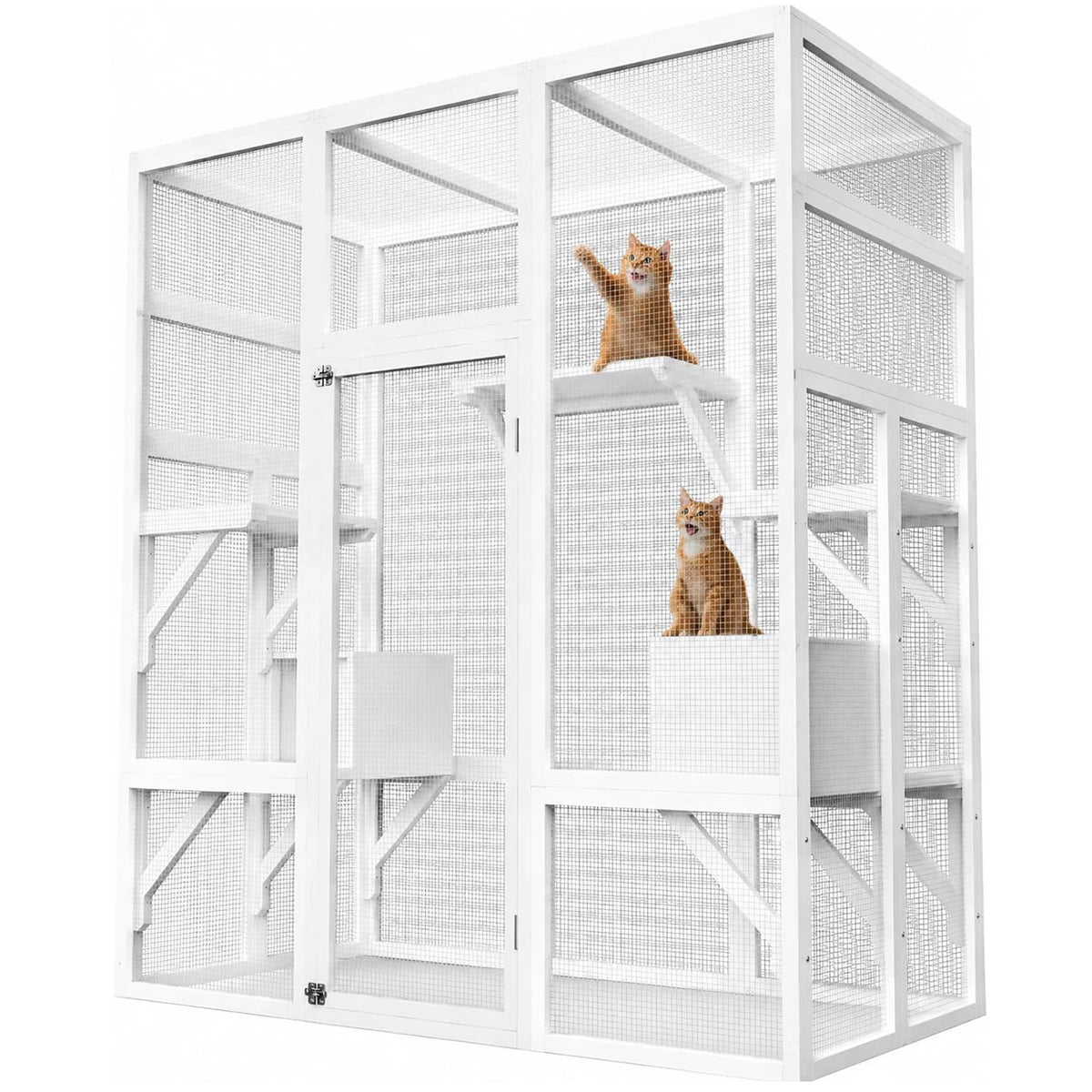 HiMISS Outdoor Wooden Catio Cat Enclosure And Playhouse