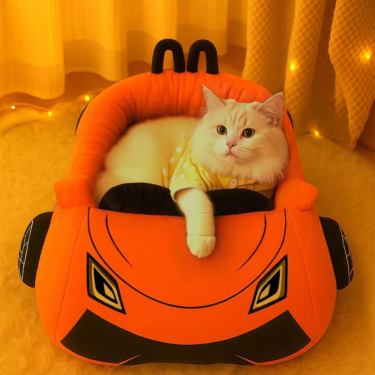 CWV Supercar Coral Fleece Pet Bed With Pillow For Cats