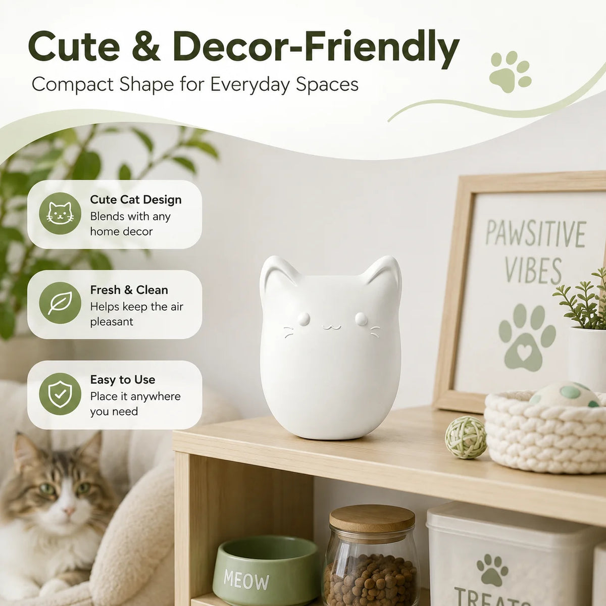 Rechargeable Cat Shaped Pet Odor Eliminator Deodorizer For Litter Boxes