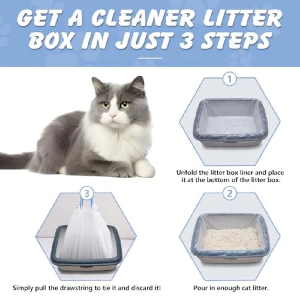 Heavy Duty Drawstring Cat Litter Box Liners With Odor Barrier