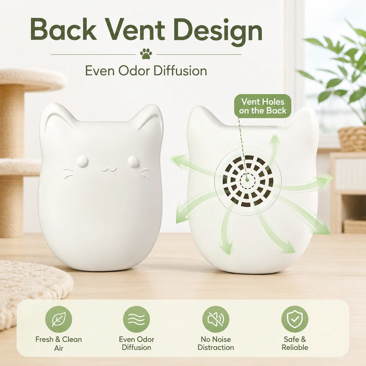 Rechargeable Cat Shaped Pet Odor Eliminator Deodorizer For Litter Boxes