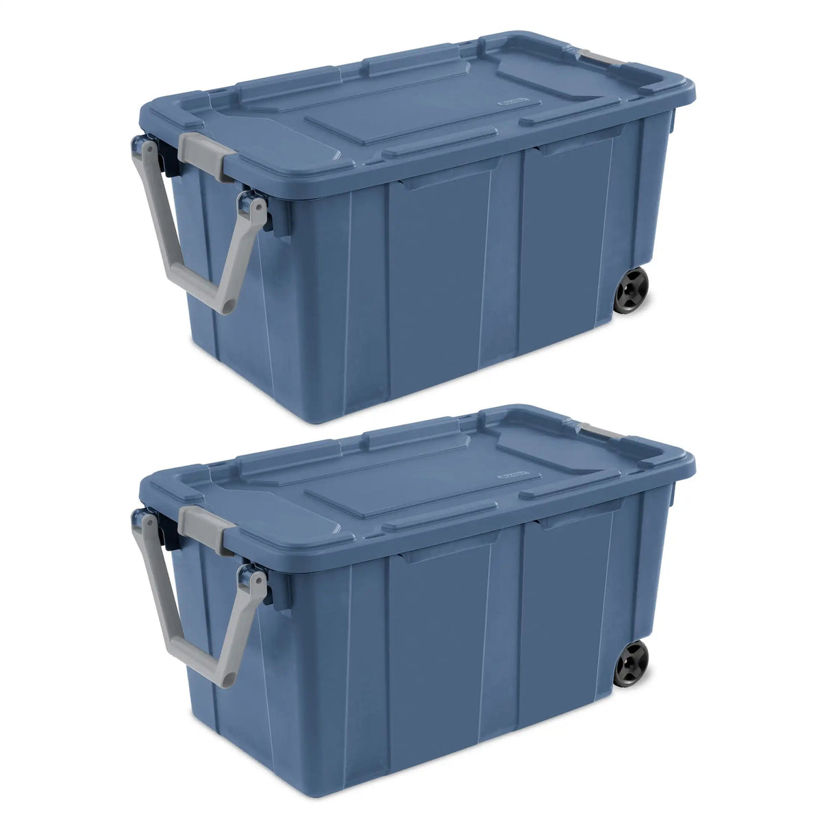 Sterilite Industrial Wheeled Storage Bin With Handle, Two Pack