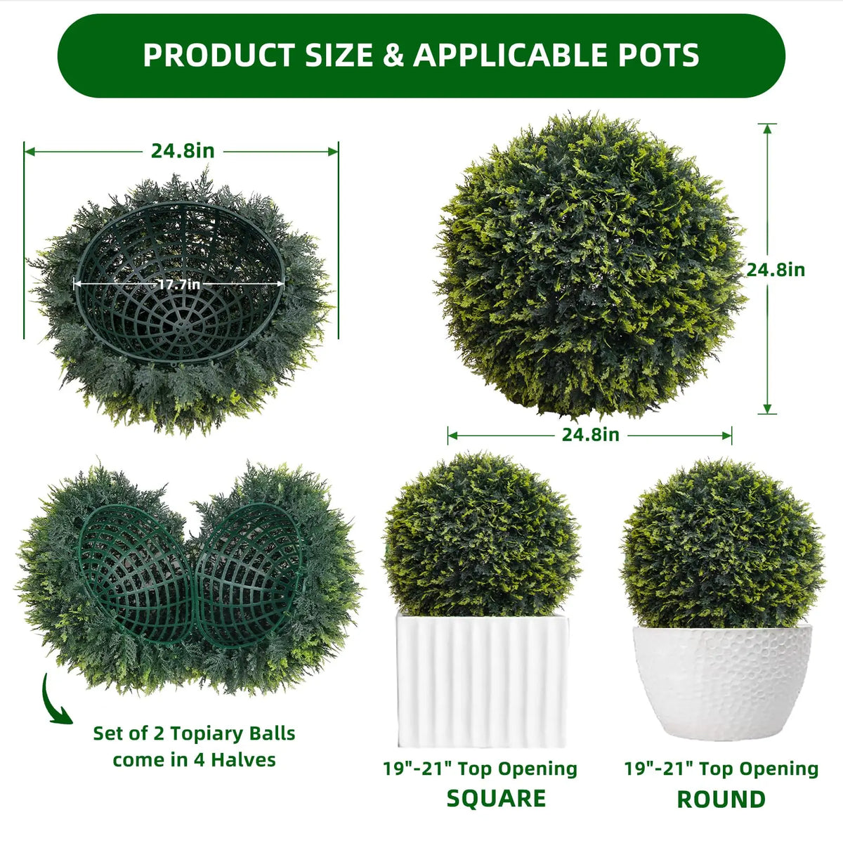Studyset Artificial Cedar Topiary Balls for Outdoor Home Wedding Decor