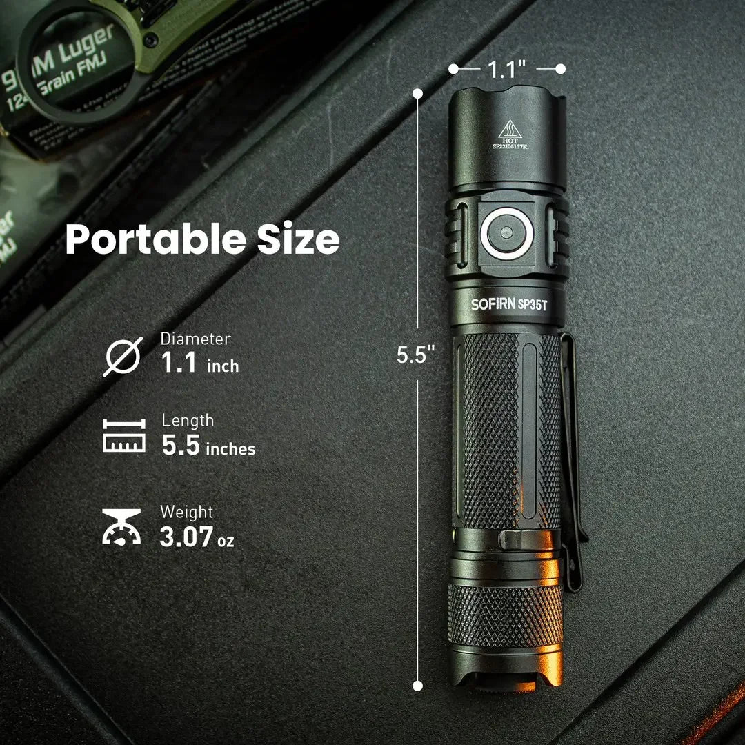 Sofirn SP35T Tactical LED Flashlight USB C Rechargeable Dual Switch