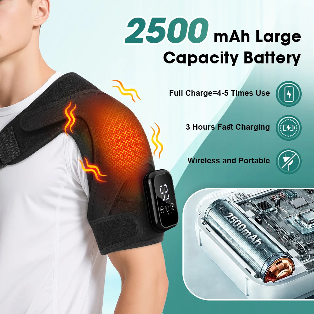 PASTSKY Rechargeable Heated Shoulder Massager with Vibration and Timer