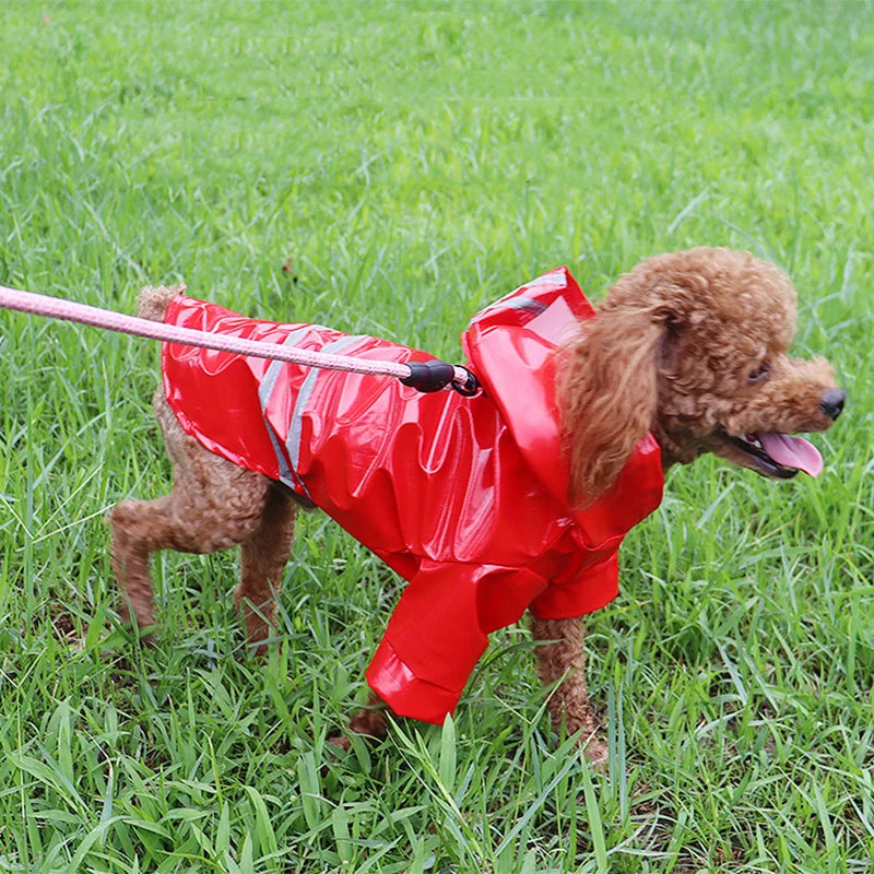 Reflective Waterproof PU Dog And Cat Hooded Raincoat