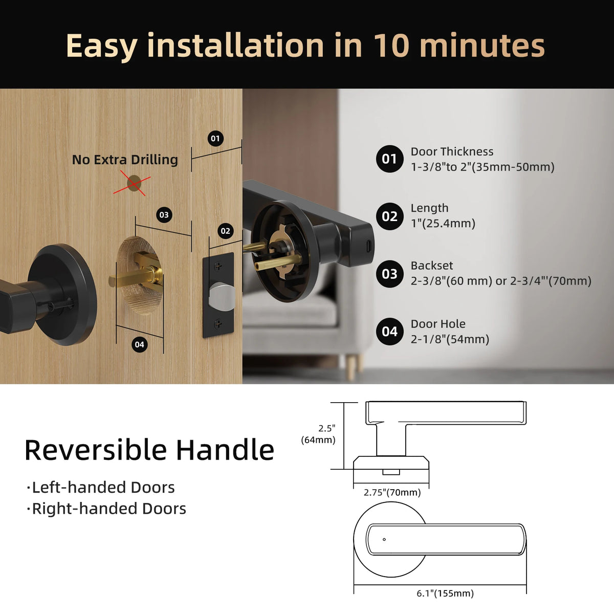 Viladepot Smart Fingerprint Door Lock With App Control And Keypad