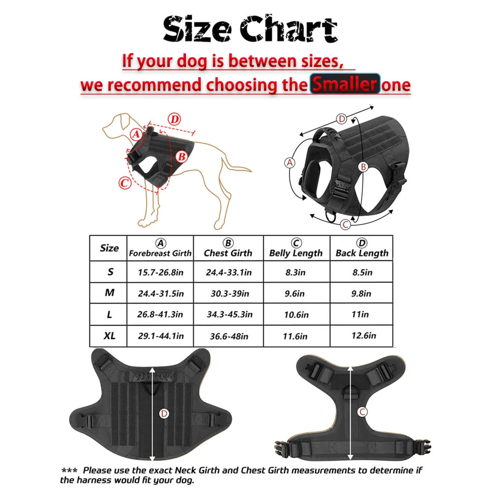 PetraVel Tactical Dog Harness With Molle Storage Pouch