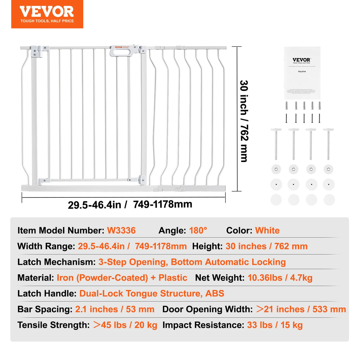 Succebuy Pressure Mount Easy Walk Through Baby Safety Gate