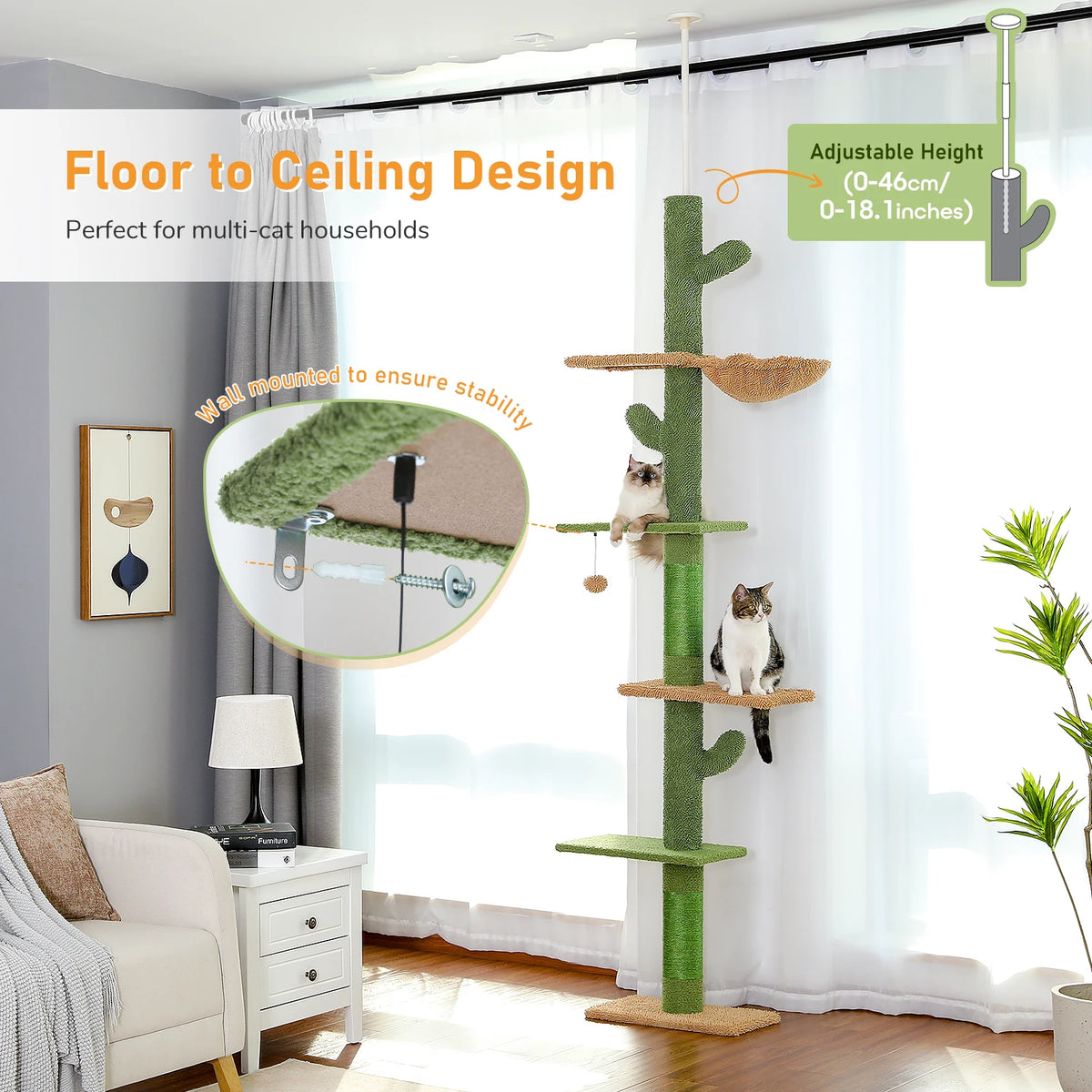 Pawz Road Five Tier Cactus Cat Tower With Hammock And Post