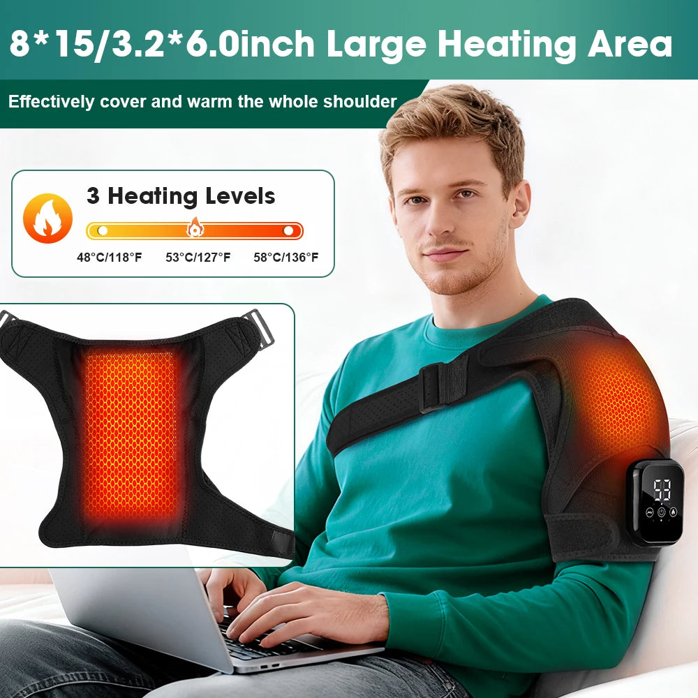 PASTSKY Rechargeable Heated Shoulder Massager with Vibration and Timer