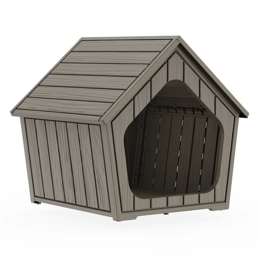 Outdoor Gable Roof Plastic Dog Shelter With Ventilated Design