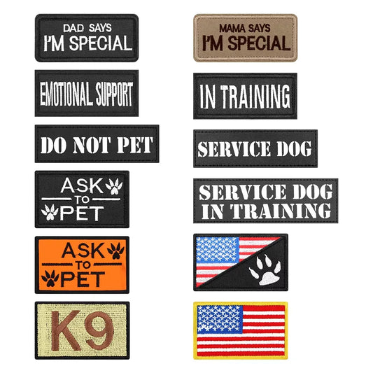Custom Nylon Tactical Dog Patches Bundle For Vest Harness