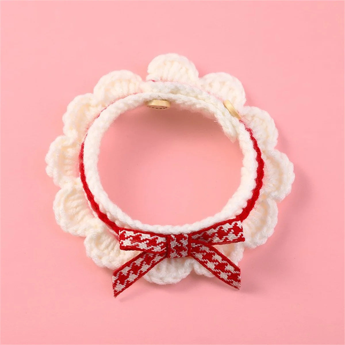 Handknitted Adjustable Bow Knot Pet Collar For Cats And Dogs