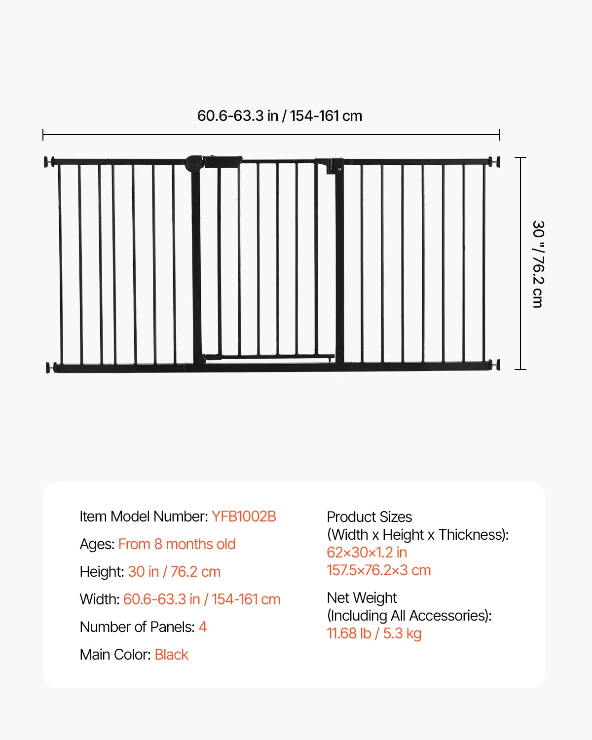 Succebuy Pressure Mount Easy Walk Through Baby Safety Gate