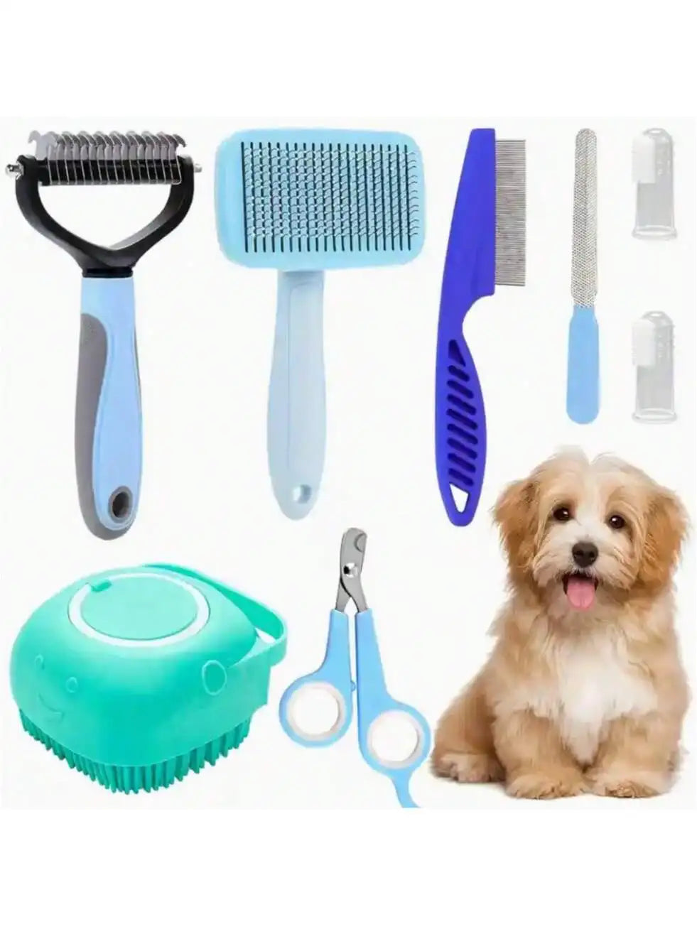 Premium Pet Grooming Kit With Clippers Flea Comb And Brushes