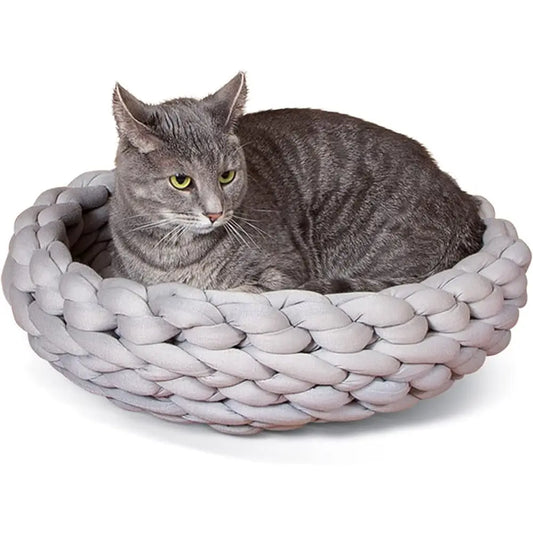 Elegant Handwoven Knitted Round Pet Bed Tube Haven