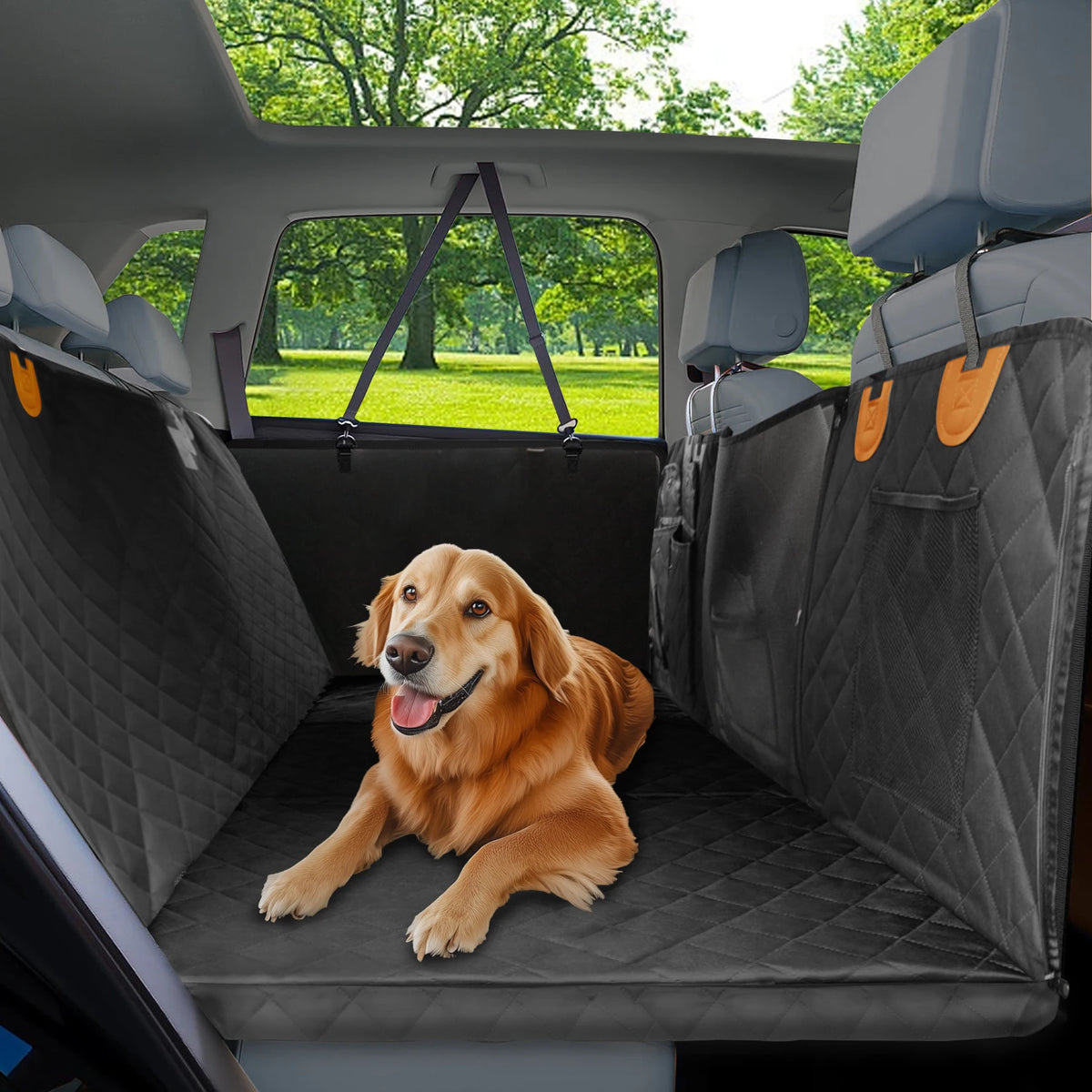 Borwart Waterproof Dog Car Seat Cover With Storage Pockets