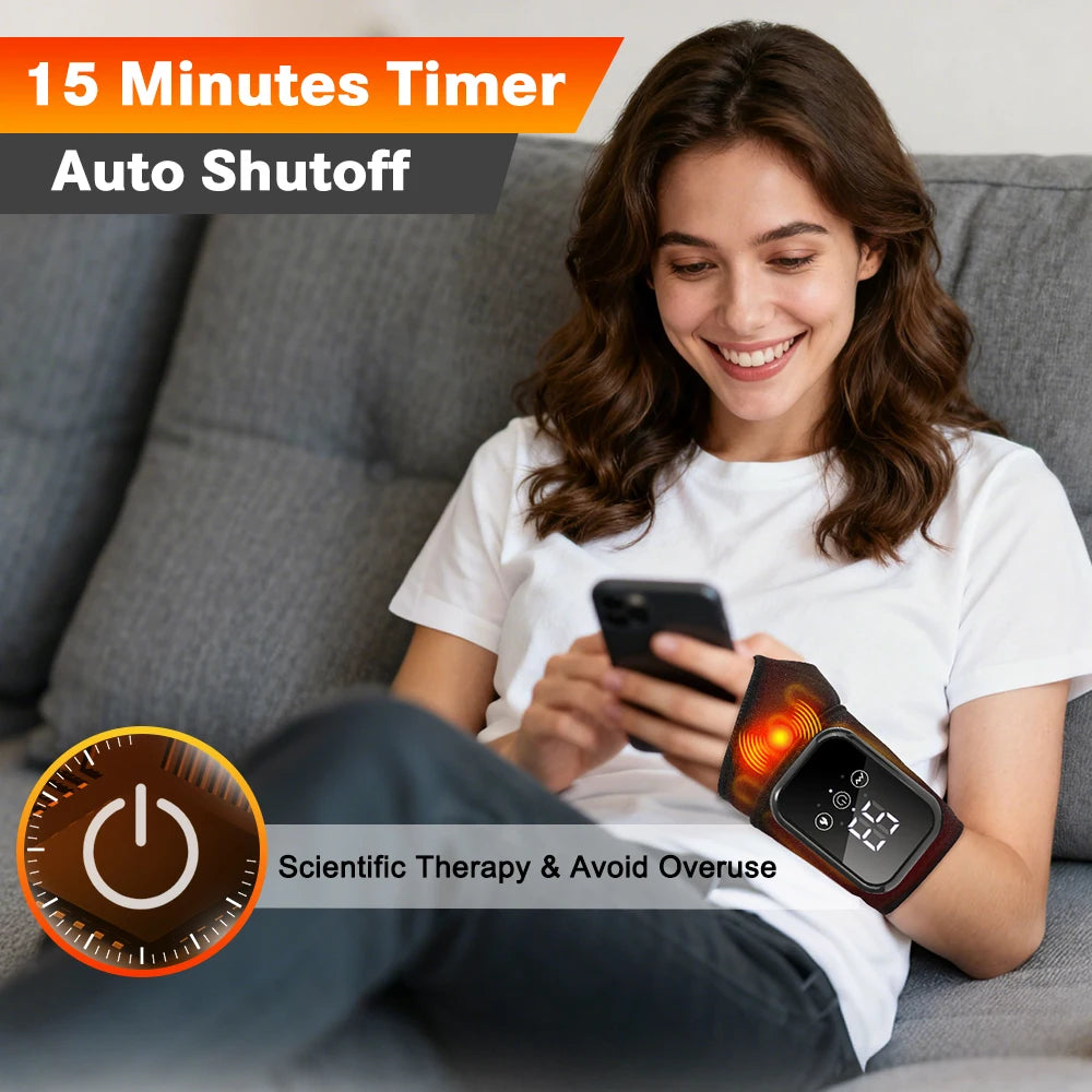 Agdoad Electric Heating Wrist Massager Brace With Vibration Therapy