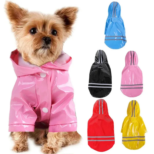 Reflective Waterproof PU Dog And Cat Hooded Raincoat