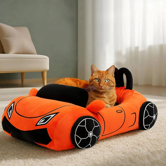 CWV Supercar Coral Fleece Pet Bed With Pillow For Cats