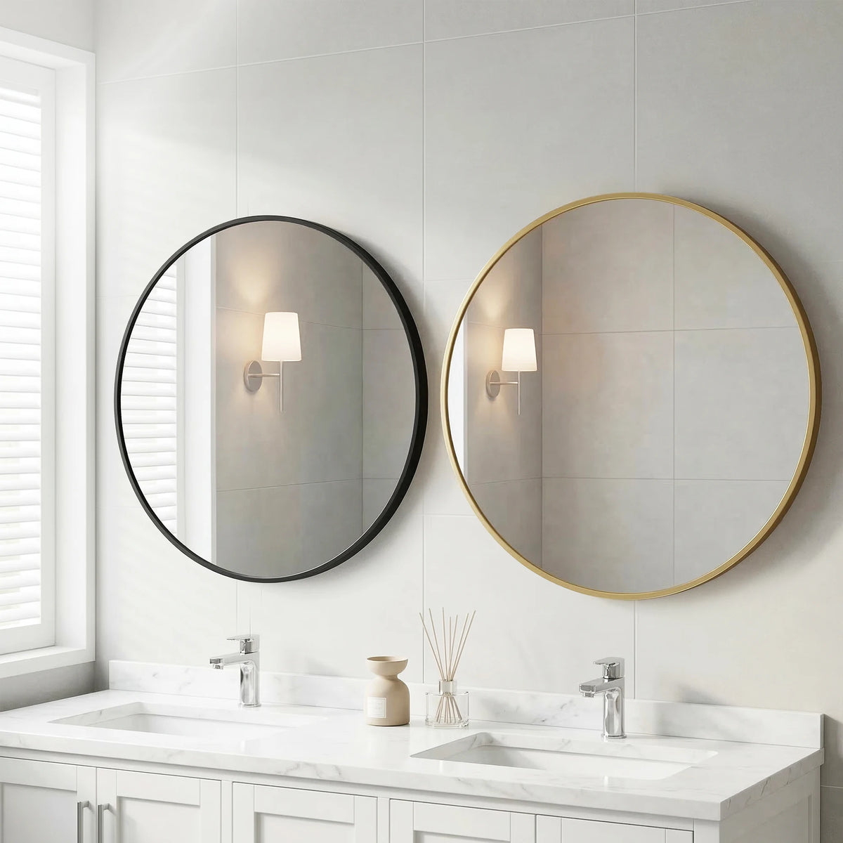 JHK Round Decorative Wall Mirror With Shatterproof Tempered Glass