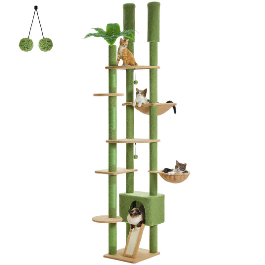 PAWZ Road Adjustable Wooden Cat Tower With Hammock Sisal Posts