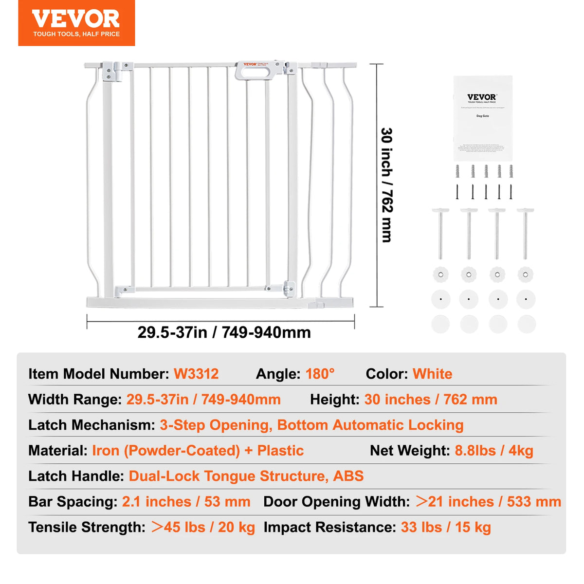 Succebuy Pressure Mount Easy Walk Through Baby Safety Gate