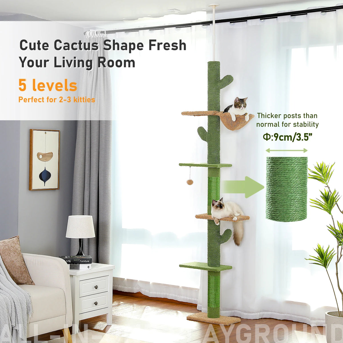 Pawz Road Five Tier Cactus Cat Tower With Hammock And Post