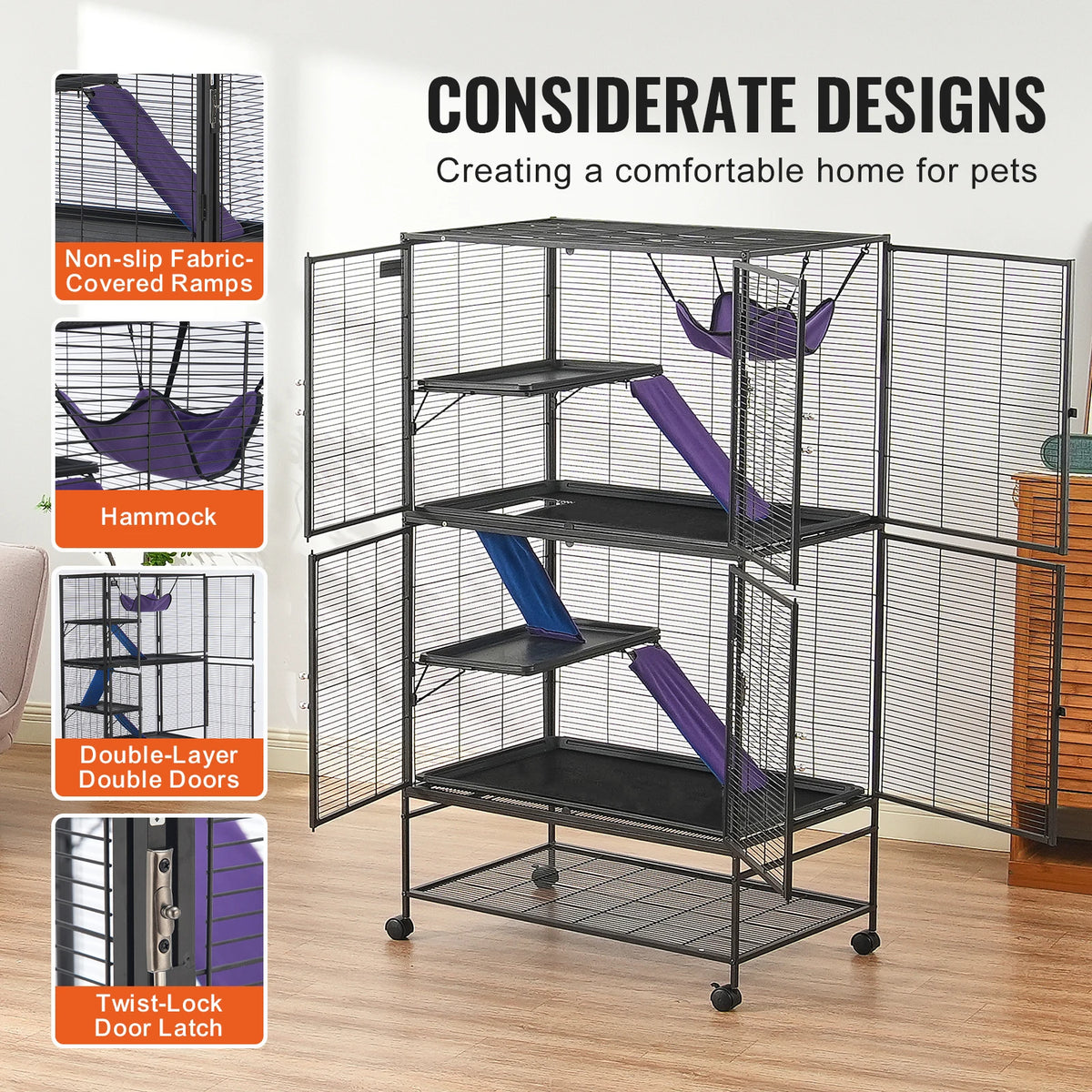 SucceBuy Four Tier Metal Small Animal Pet Cage House