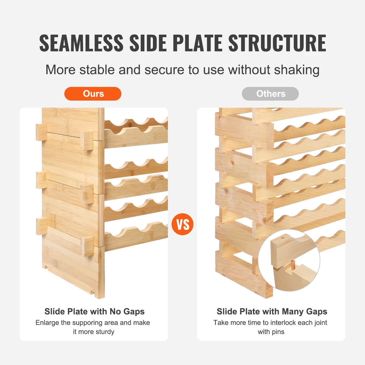 SucceBuy Stackable Bamboo Wine Rack Free Standing Wine Storage Display