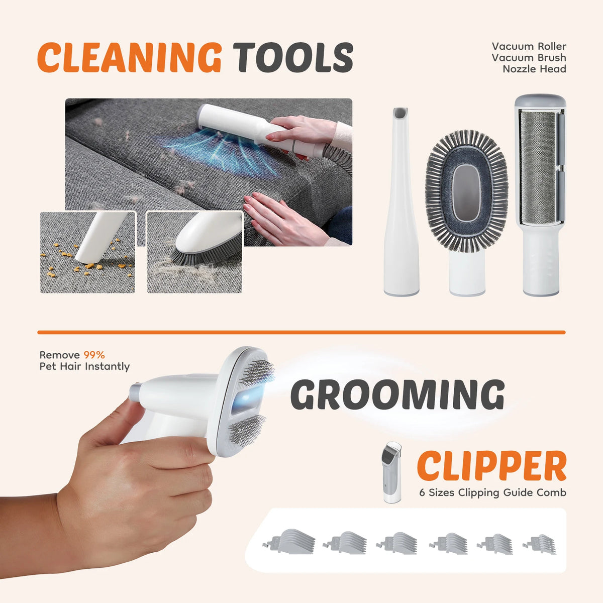 Sweetcrispy Professional Pet Grooming Vacuum With Cordless Clippers