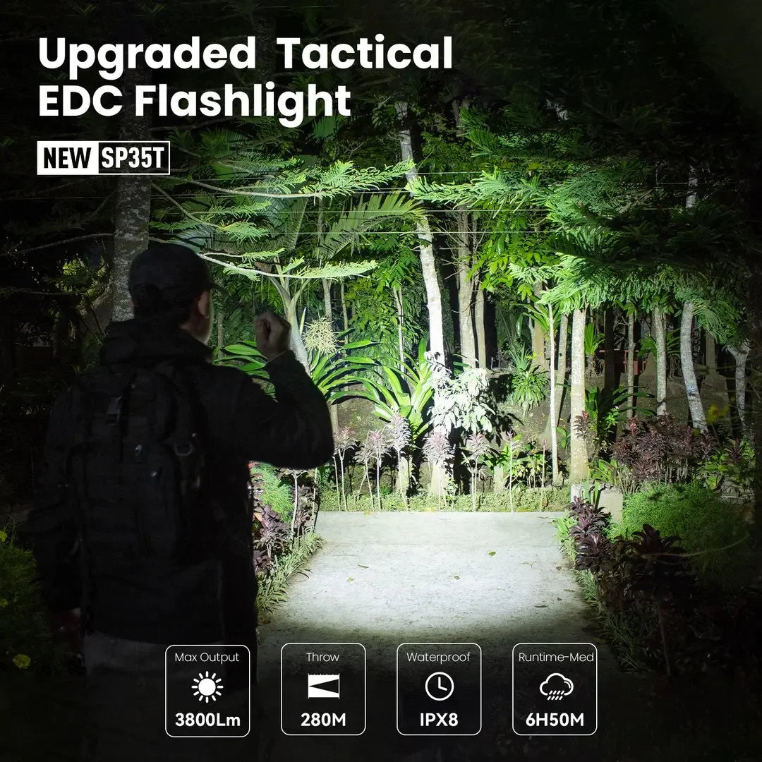 Sofirn SP35T Tactical LED Flashlight USB C Rechargeable Dual Switch