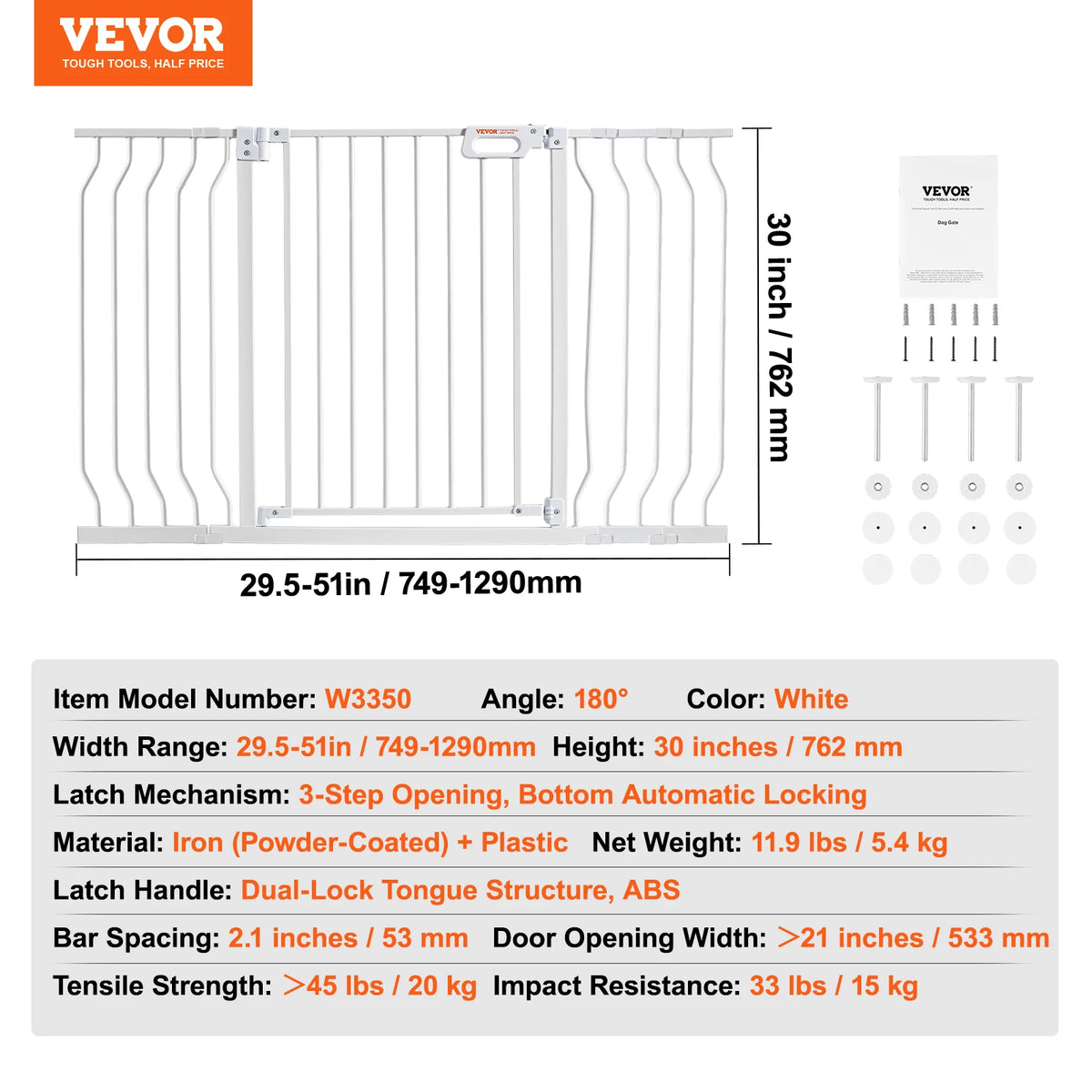 Succebuy Pressure Mount Easy Walk Through Baby Safety Gate