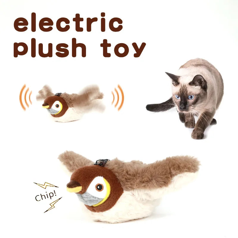Touch Activated Simulated Bird Plush Cat And Dog Toy