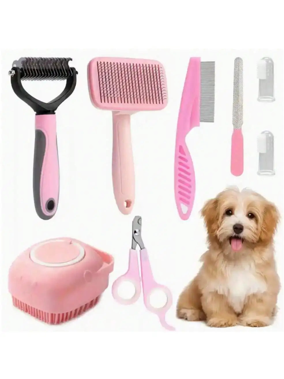 Premium Pet Grooming Kit With Clippers Flea Comb And Brushes