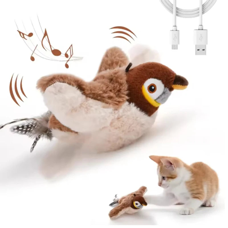 Touch Activated Simulated Bird Plush Cat And Dog Toy