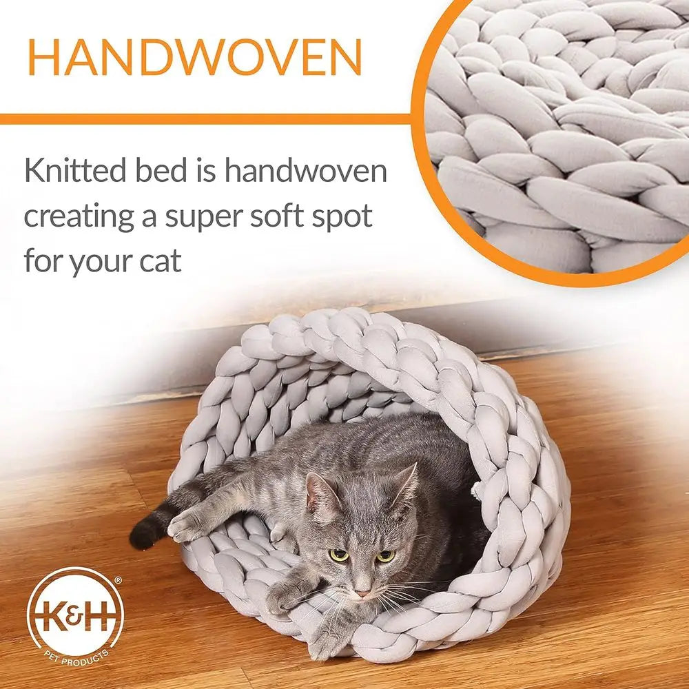 Elegant Handwoven Knitted Round Pet Bed Tube Haven
