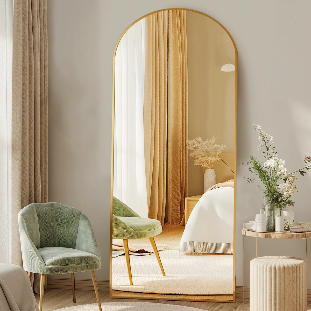 MCQ Arched Floor Vanity Mirror With Stand And Wall Mount