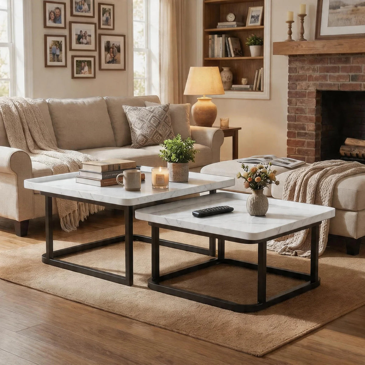 HiMISS Square Nesting Coffee Tables for Living Room