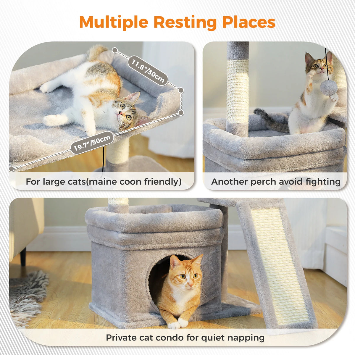 Pawz Road Three Tier Cat Tree With Sisal Scratching Post