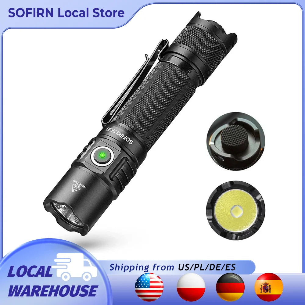 Sofirn SP35T Tactical LED Flashlight USB C Rechargeable Dual Switch