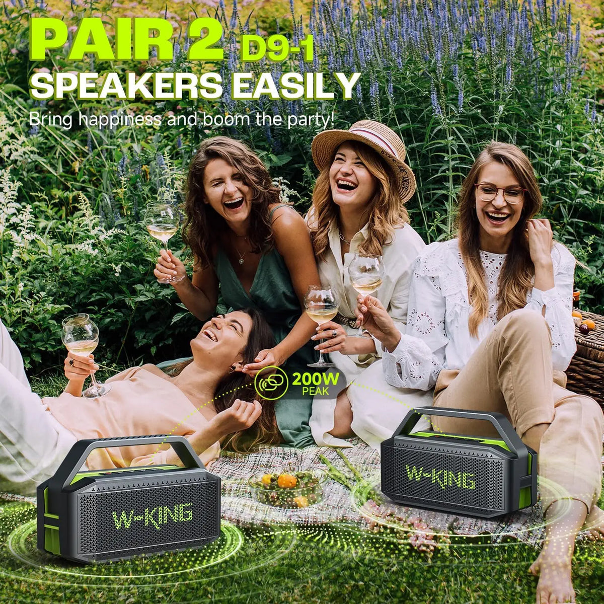 W-KING Portable Bluetooth Speaker 100W Peak Waterproof Outdoor Boombox