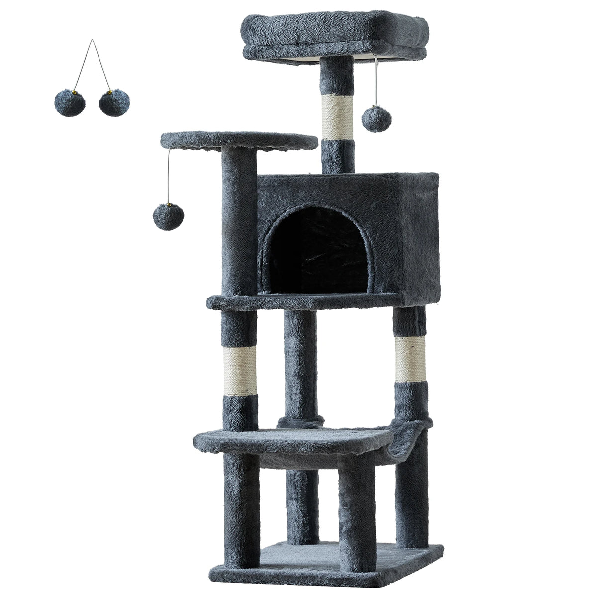 JHK Multi Tier Indoor Cat Tree With Sisal Scratching Platform