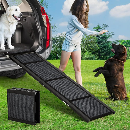 HiMiss Portable Folding Dog Ramp For Cars Non Slip Surface