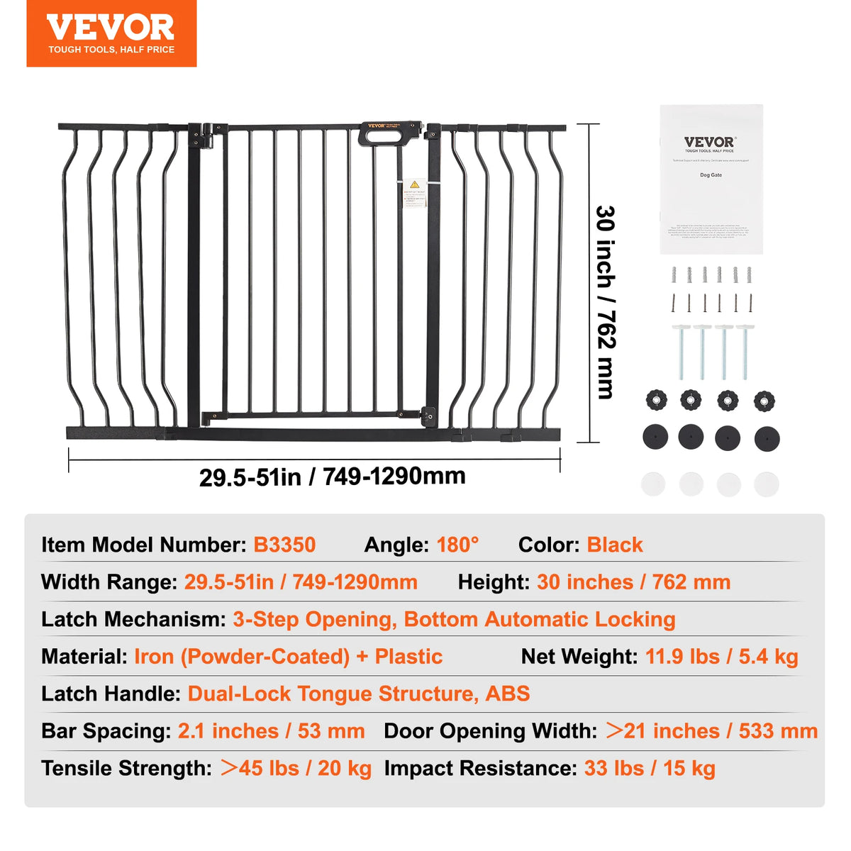 Succebuy Pressure Mount Easy Walk Through Baby Safety Gate
