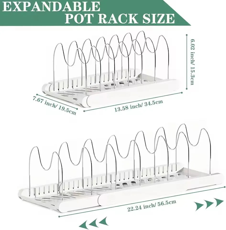 Pull Out Pot Lid Organizer Rack With Adjustable Compartments