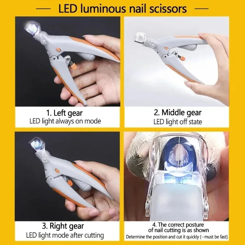 Led Light Pet Nail Clipper With Magnifier For Dogs And Cats